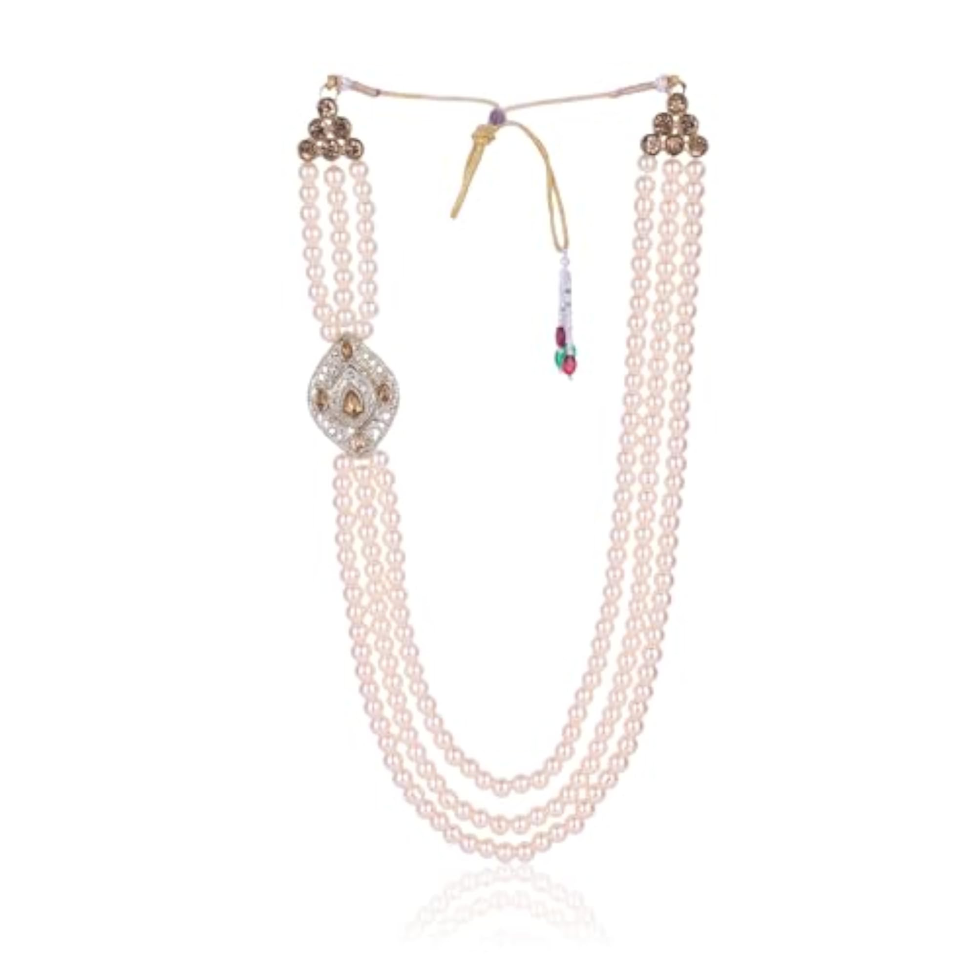 Exquisite Pearl Beads Dulha Groom Moti Mala Necklace for Men